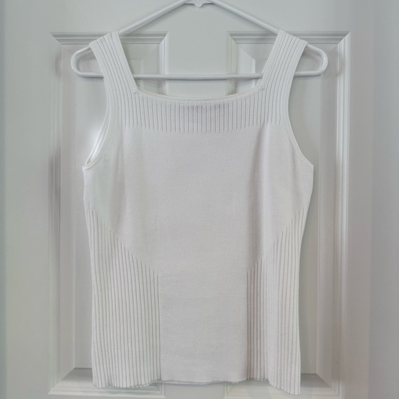 Jeanne Pierre Square Neck White Tank Top Size S - Picture 2 of 8